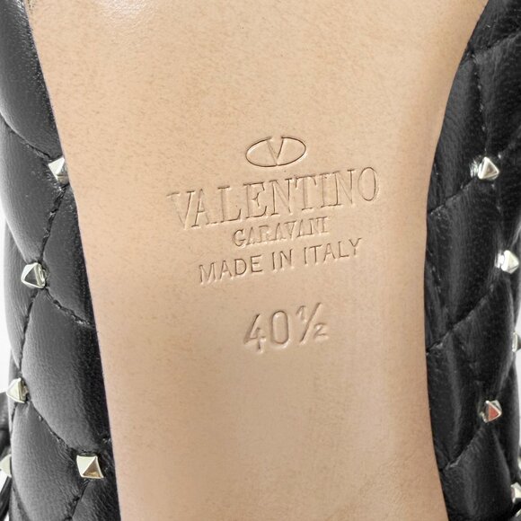 Valentino Garavani Studded Pumps 40.5 Quilted Leather Gold Toe Stiletto - Picture 8 of 10